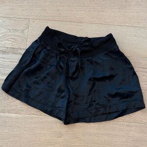 Sleek Black Women's Satin Pajama Shorts
